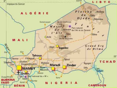physique carte du niger